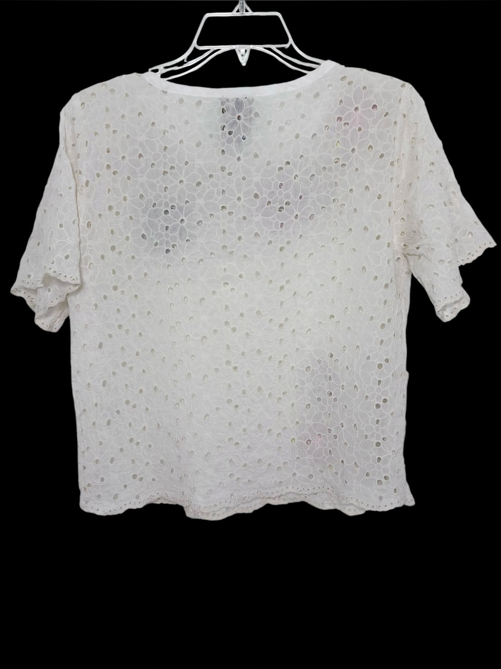 Johnny Was Nydia Applique Top Natural White Eyelet Crochet Floral Boho - Picture 5 of 10